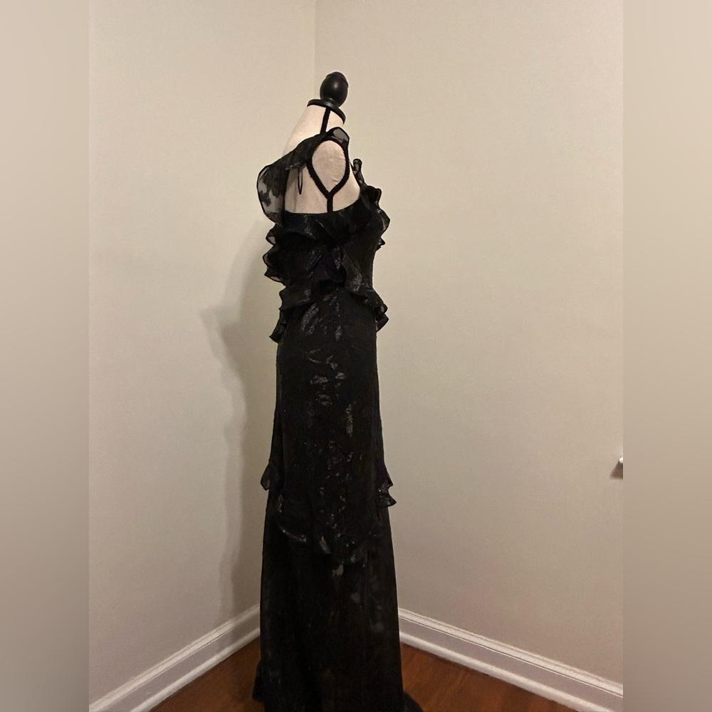Altar'd State Black Floral Glitter One Shoulder Dress - Picture 5 of 5